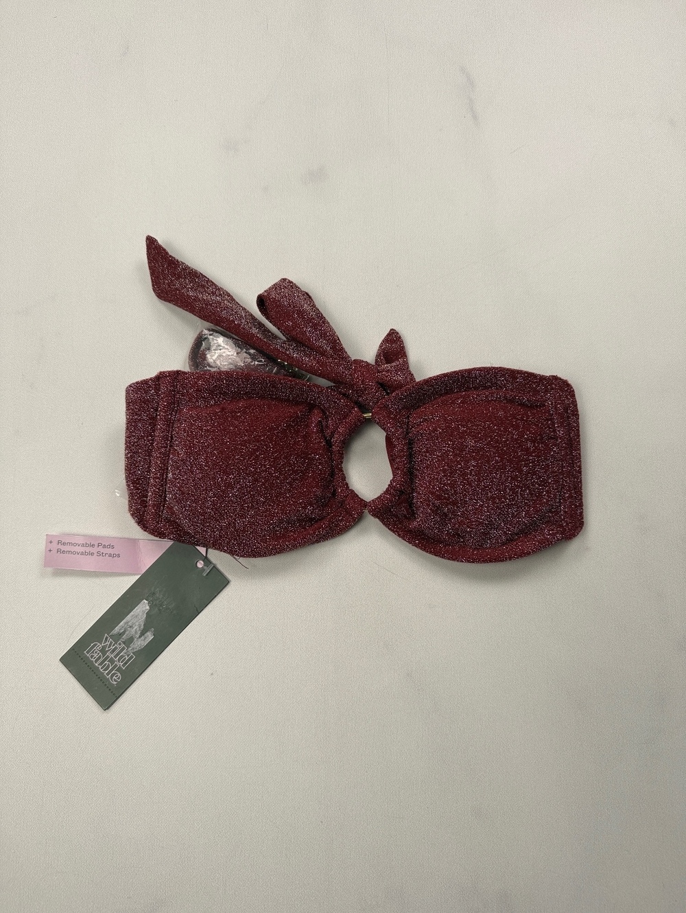 Wild Fable Embellished Bandeau Bra Burgundy Modern Statement Piece - Womens XXS